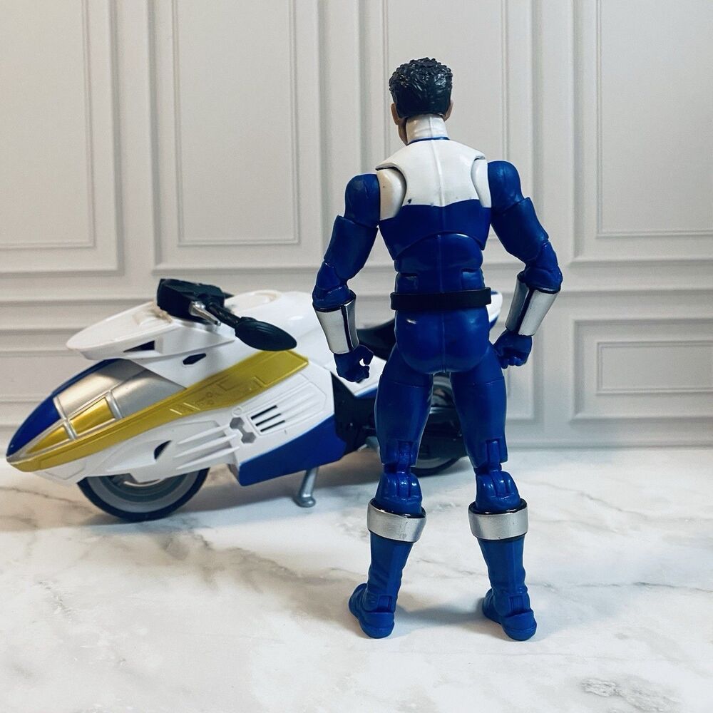 Hasbro Power Rangers Lightning Time Force Blue Ranger And Cycle Incomplete - Picture 3 of 7